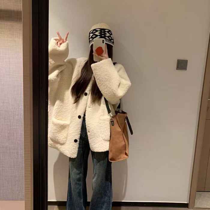 Sheepskin Coat Womens Autumnwinter Plush Top