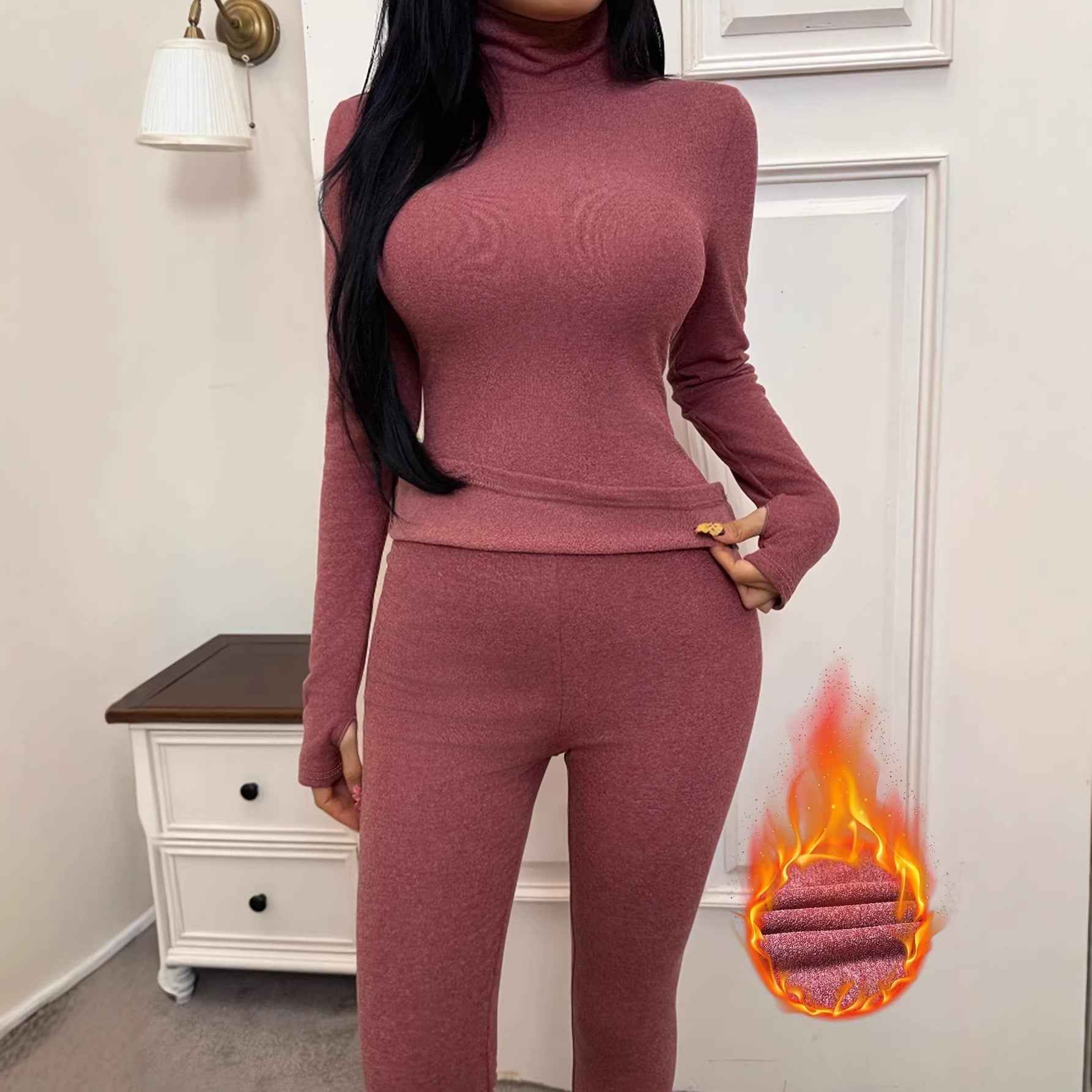 Shapewear Base-layer Autumn Top And Pants Two-piece Set