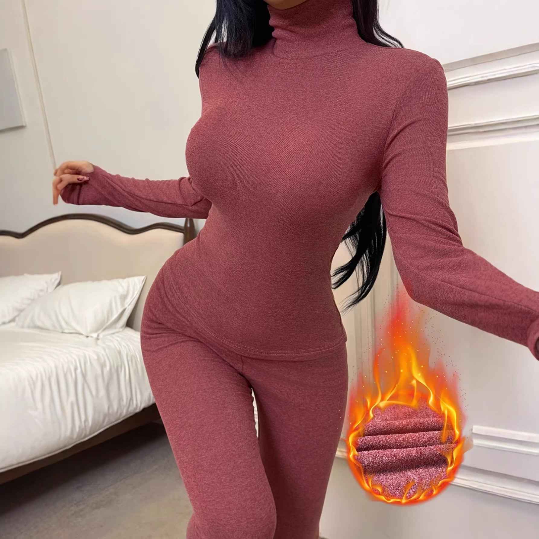 Shapewear Base-layer Autumn Top And Pants Two-piece Set