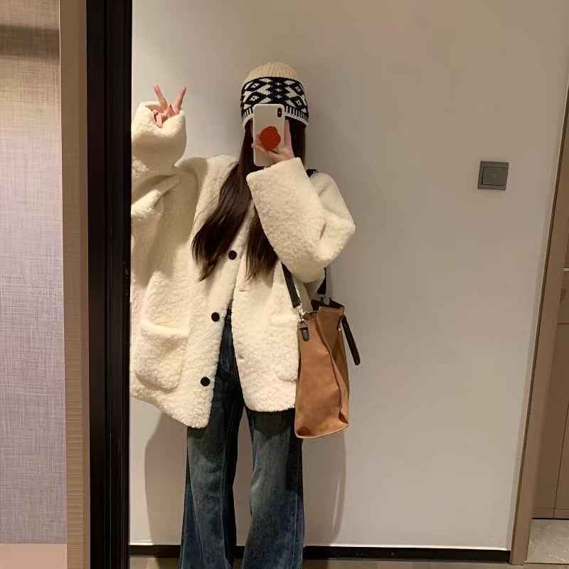Sheepskin Coat Womens Autumnwinter Plush Top
