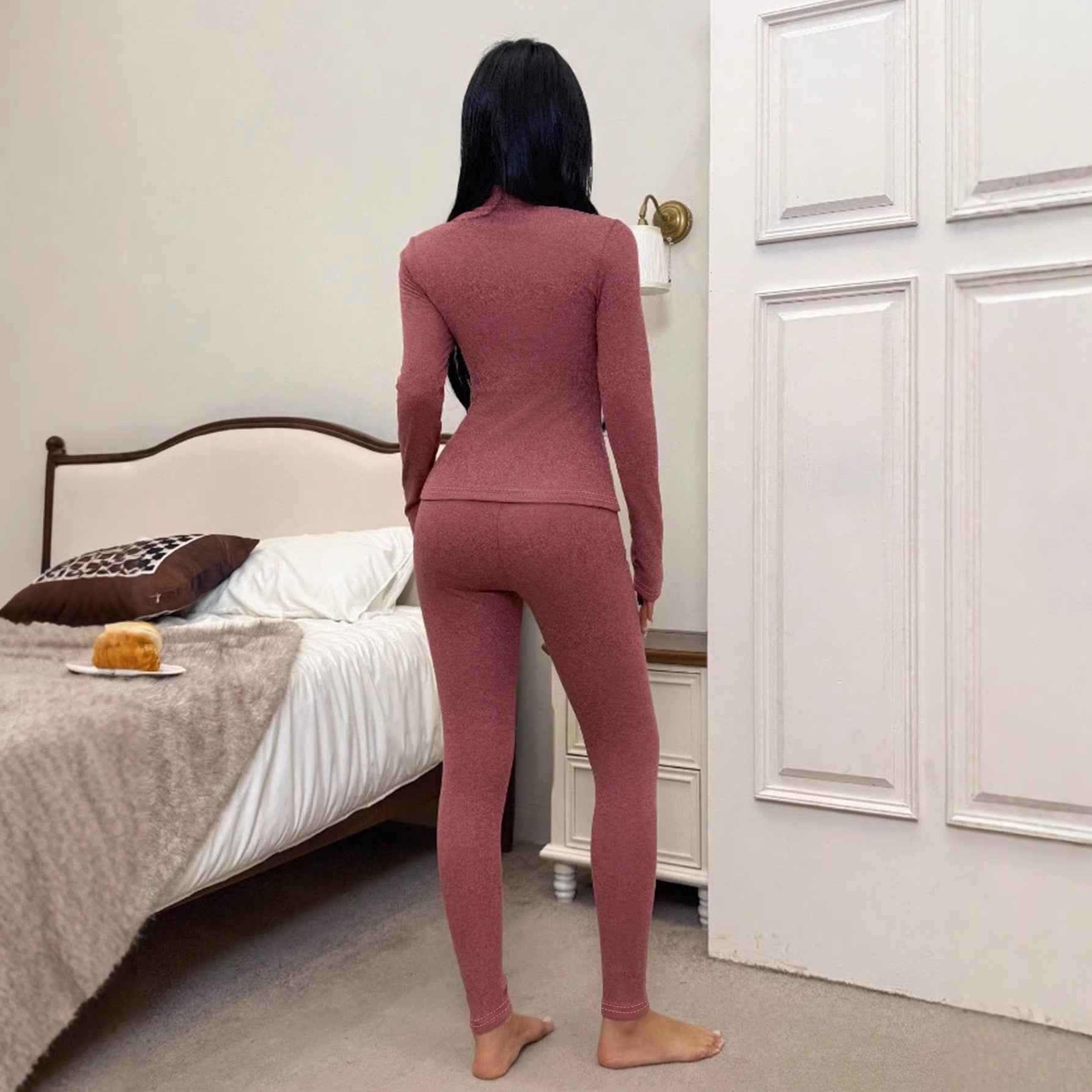 Shapewear Base-layer Autumn Top And Pants Two-piece Set